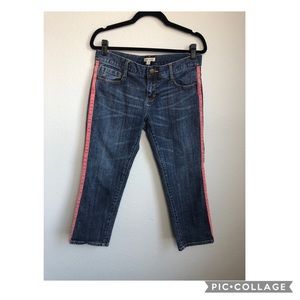 CAbi Johnny Crop Sz 6 Jeans Capri Denim Red Stripe